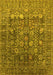 Machine Washable Oriental Yellow Industrial Rug, wshurb2750yw