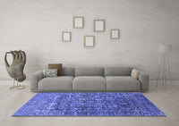 Machine Washable Oriental Blue Industrial Rug, wshurb2750blu