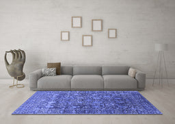 Machine Washable Oriental Blue Industrial Rug in a Living Room, wshurb2750blu