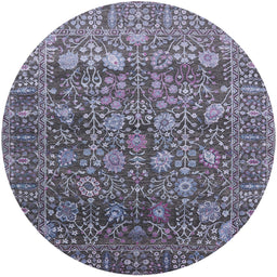 Round Machine Washable Industrial Modern Plum Purple Rug, wshurb2750