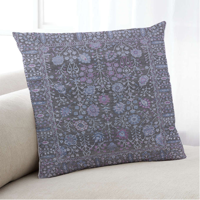 Lifestyle Image of Mid-Century Modern Urban Square Plum Purple Throw Pillow, 18 inch by 18 inch, pwurb2750