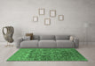 Machine Washable Oriental Emerald Green Industrial Area Rugs in a Living Room,, wshurb2750emgrn