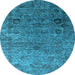 Round Oriental Light Blue Industrial Rug, urb2751lblu