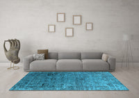 Machine Washable Oriental Light Blue Industrial Rug, wshurb2751lblu