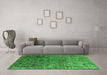 Machine Washable Oriental Green Industrial Area Rugs in a Living Room,, wshurb2751grn