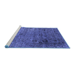 Sideview of Machine Washable Oriental Blue Industrial Rug, wshurb2751blu