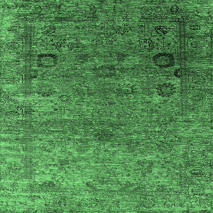 Square Oriental Emerald Green Industrial Rug, urb2751emgrn