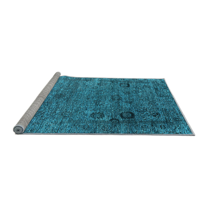 Sideview of Machine Washable Oriental Light Blue Industrial Rug, wshurb2751lblu