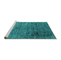 Sideview of Machine Washable Oriental Turquoise Industrial Area Rugs, wshurb2751turq