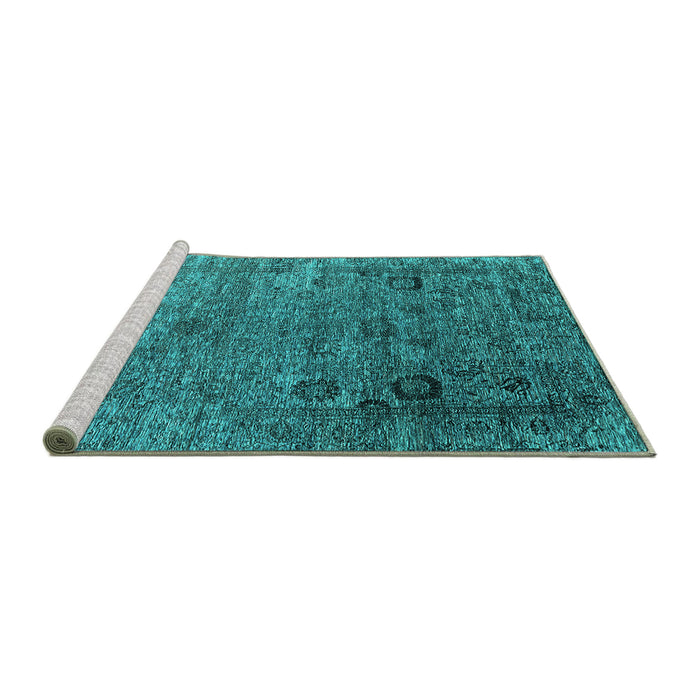 Sideview of Machine Washable Oriental Turquoise Industrial Area Rugs, wshurb2751turq