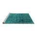 Sideview of Machine Washable Oriental Turquoise Industrial Area Rugs, wshurb2751turq