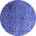 Round Oriental Blue Industrial Rug, urb2751blu