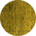 Round Oriental Yellow Industrial Rug, urb2751yw