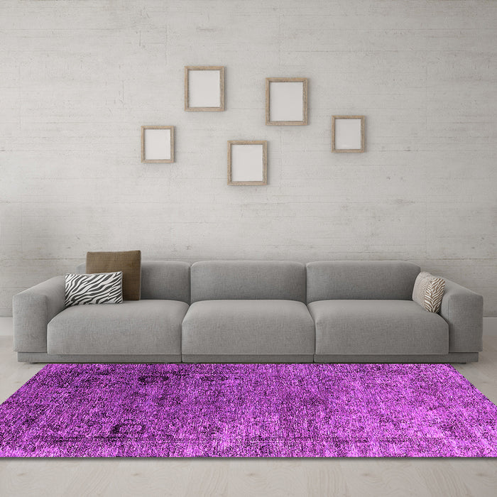 Machine Washable Oriental Pink Industrial Rug in a Living Room, wshurb2751pnk