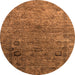 Round Machine Washable Oriental Orange Industrial Area Rugs, wshurb2751org