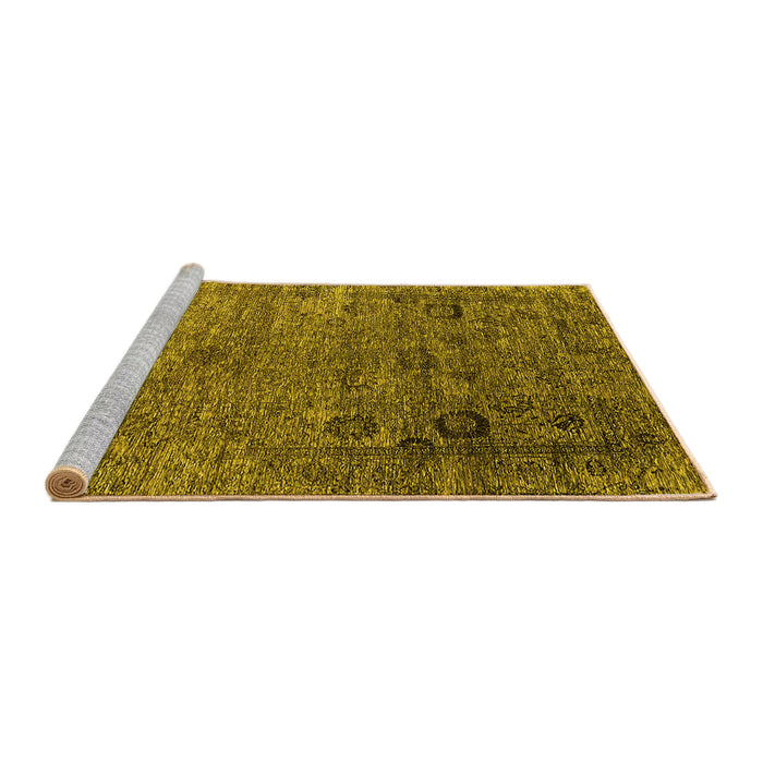 Sideview of Machine Washable Oriental Yellow Industrial Rug, wshurb2751yw