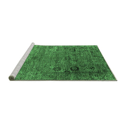 Sideview of Machine Washable Oriental Emerald Green Industrial Area Rugs, wshurb2751emgrn