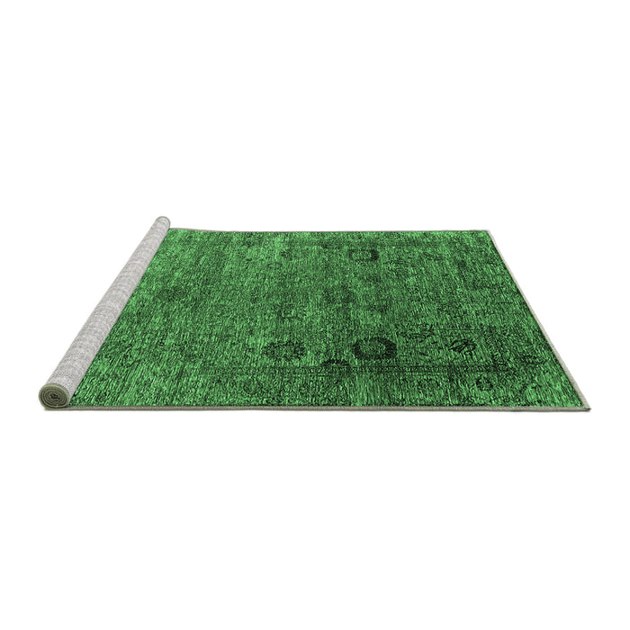 Sideview of Machine Washable Oriental Emerald Green Industrial Area Rugs, wshurb2751emgrn