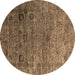 Round Oriental Brown Industrial Rug, urb2751brn