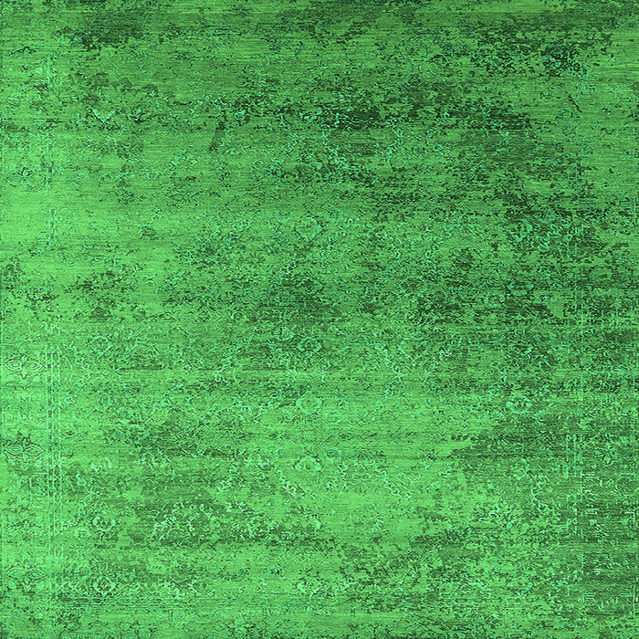 Square Machine Washable Oriental Green Industrial Area Rugs, wshurb2752grn