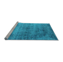 Sideview of Machine Washable Oriental Light Blue Industrial Rug, wshurb2752lblu