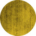 Round Oriental Yellow Industrial Rug, urb2752yw