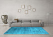 Machine Washable Oriental Light Blue Industrial Rug in a Living Room, wshurb2752lblu