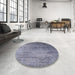 Round Machine Washable Industrial Modern Grape Purple Rug in a Office, wshurb2752