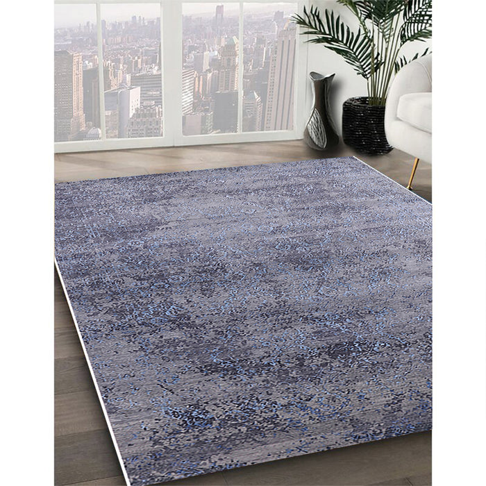 Mid-Century Modern Purple Oriental Rug in Family Room, urb2752