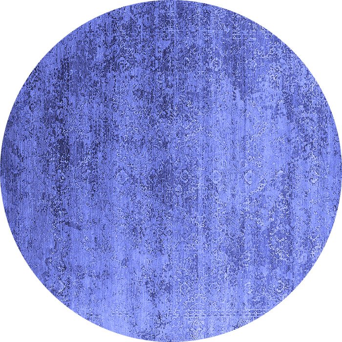 Round Oriental Blue Industrial Rug, urb2752blu