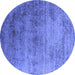 Round Oriental Blue Industrial Rug, urb2752blu