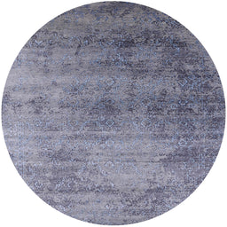 Round Mid-Century Modern Purple Oriental Rug, urb2752