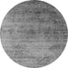 Round Machine Washable Oriental Gray Industrial Rug, wshurb2752gry