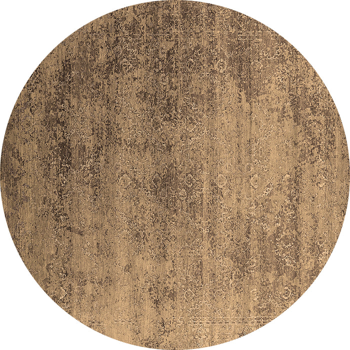 Round Oriental Brown Industrial Rug, urb2752brn