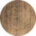 Round Oriental Brown Industrial Rug, urb2752brn