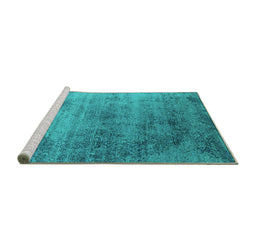 Sideview of Machine Washable Oriental Turquoise Industrial Area Rugs, wshurb2752turq