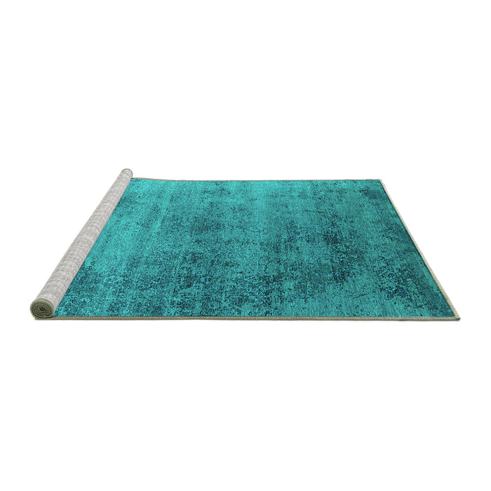 Sideview of Machine Washable Oriental Turquoise Industrial Area Rugs, wshurb2752turq