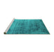 Sideview of Machine Washable Oriental Turquoise Industrial Area Rugs, wshurb2752turq