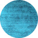 Round Oriental Light Blue Industrial Rug, urb2752lblu