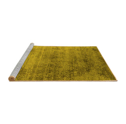 Sideview of Machine Washable Oriental Yellow Industrial Rug, wshurb2752yw