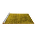 Sideview of Machine Washable Oriental Yellow Industrial Rug, wshurb2752yw