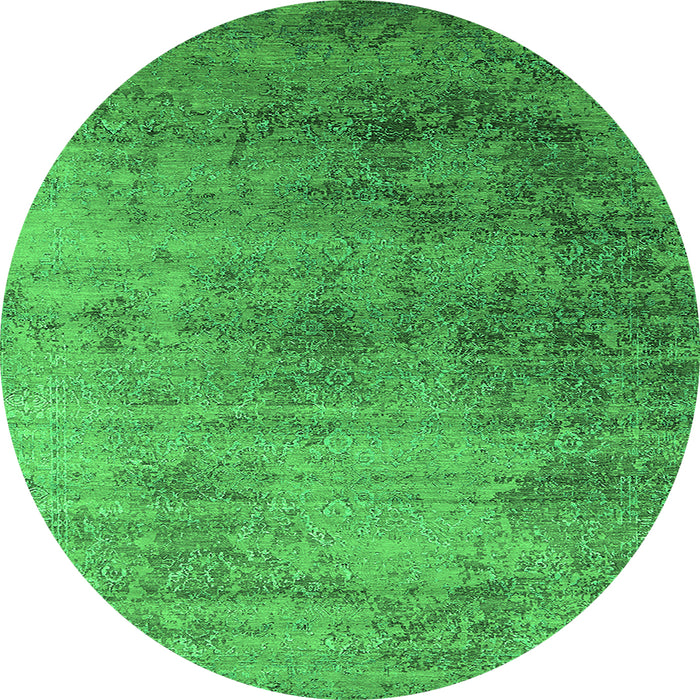 Round Oriental Green Industrial Rug, urb2752grn