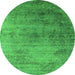 Round Oriental Green Industrial Rug, urb2752grn