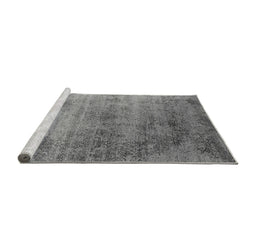 Sideview of Machine Washable Oriental Gray Industrial Rug, wshurb2752gry