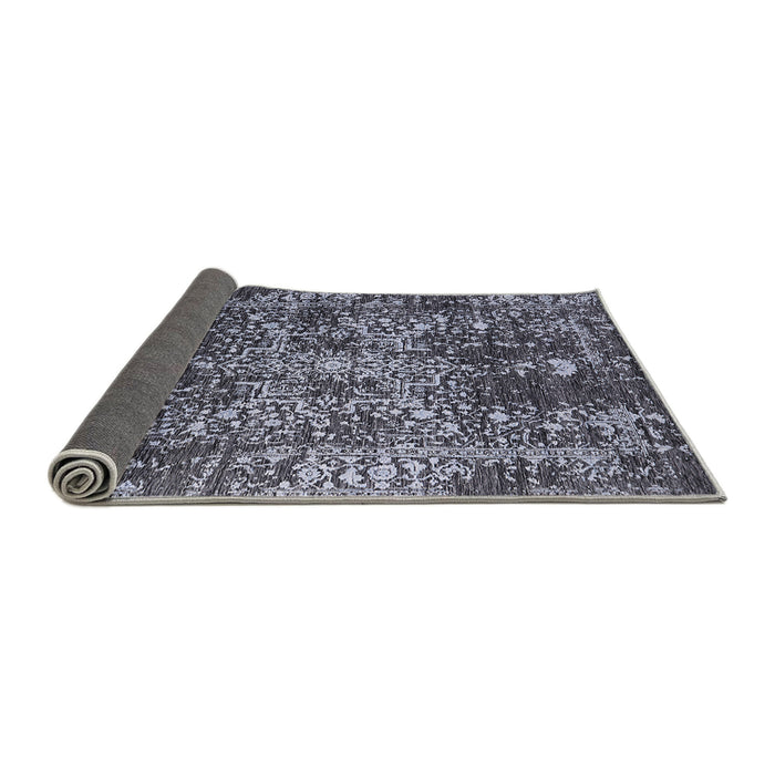 Sideview of Mid-Century Modern Dark Gray Black Oriental Rug, urb2753
