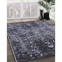 Mid-Century Modern Dark Gray Black Oriental Rug, urb2753