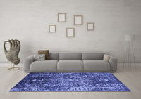 Machine Washable Oriental Blue Industrial Rug, wshurb2753blu