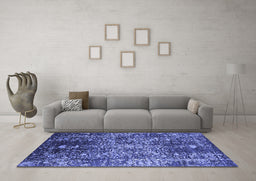 Machine Washable Oriental Blue Industrial Rug in a Living Room, wshurb2753blu