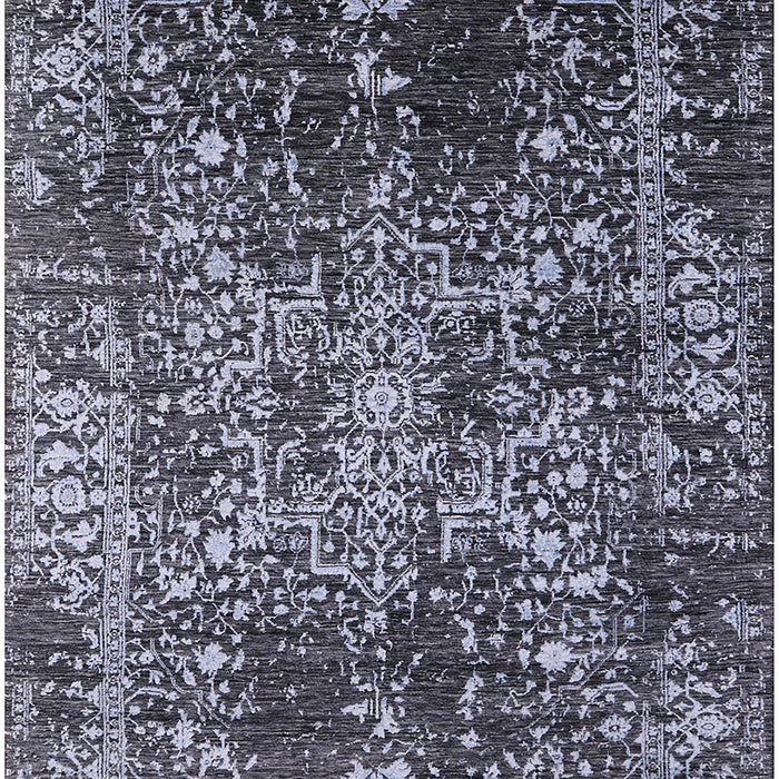 Mid-Century Modern Dark Gray Black Oriental Rug, urb2753