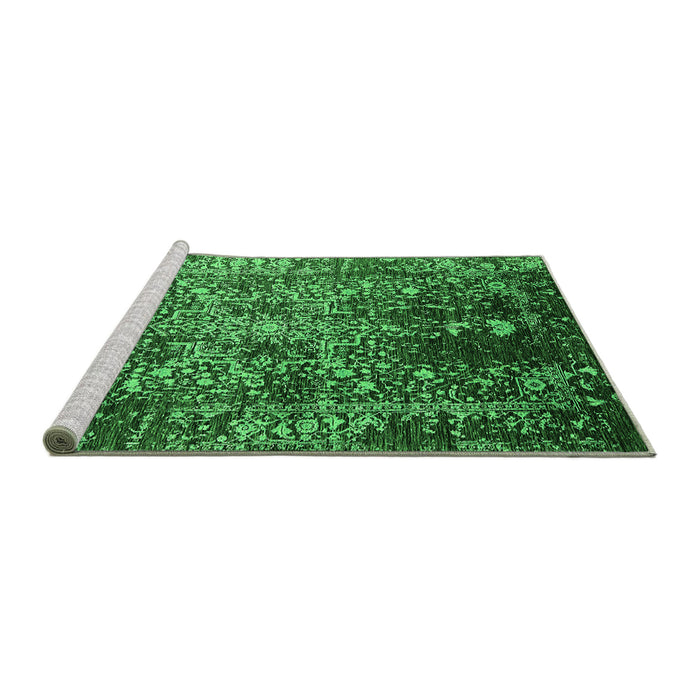 Sideview of Machine Washable Oriental Green Industrial Area Rugs, wshurb2753grn